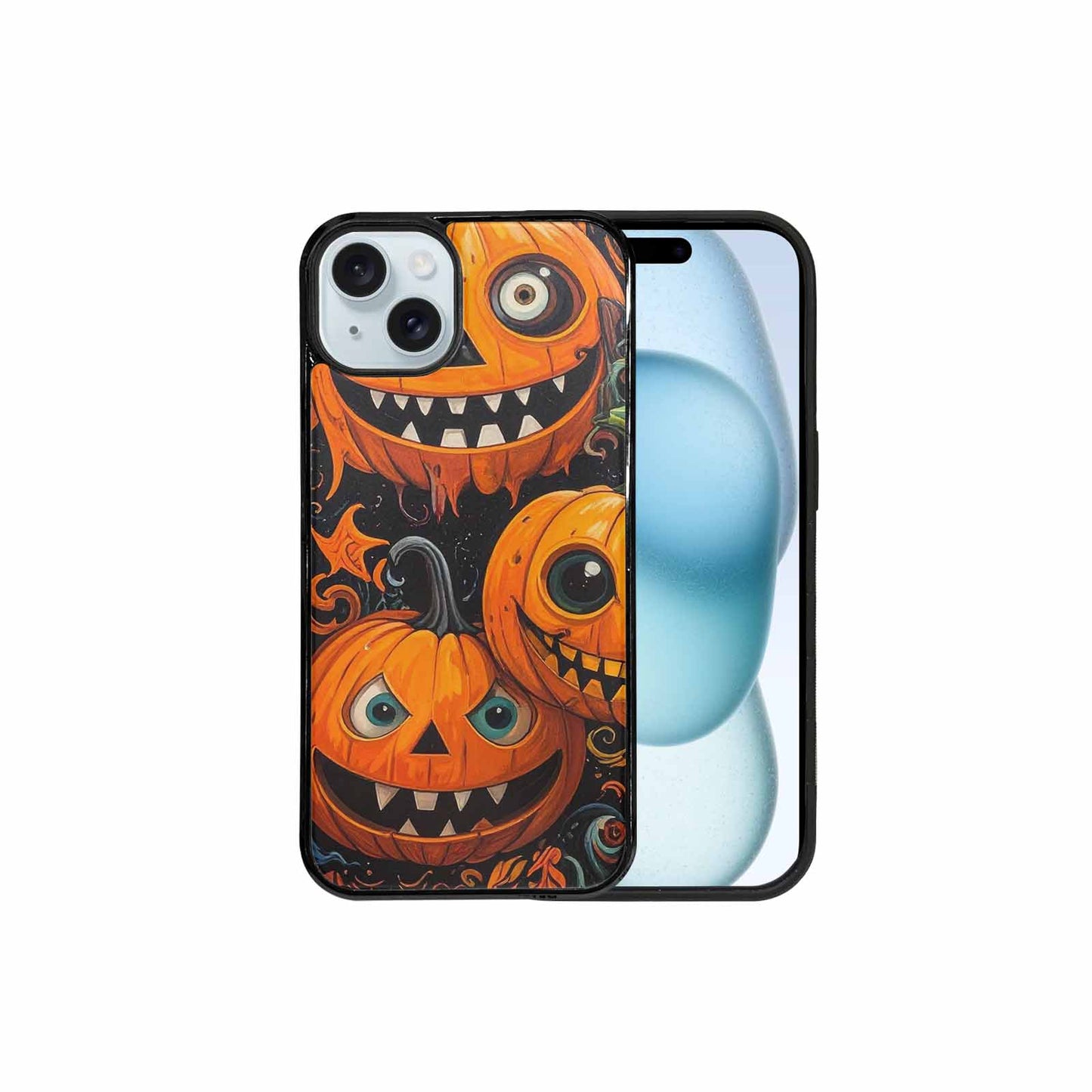 iPhone 15 Plus Case — Cartoon Pumpkin Monster, Custom Designed Case Cover