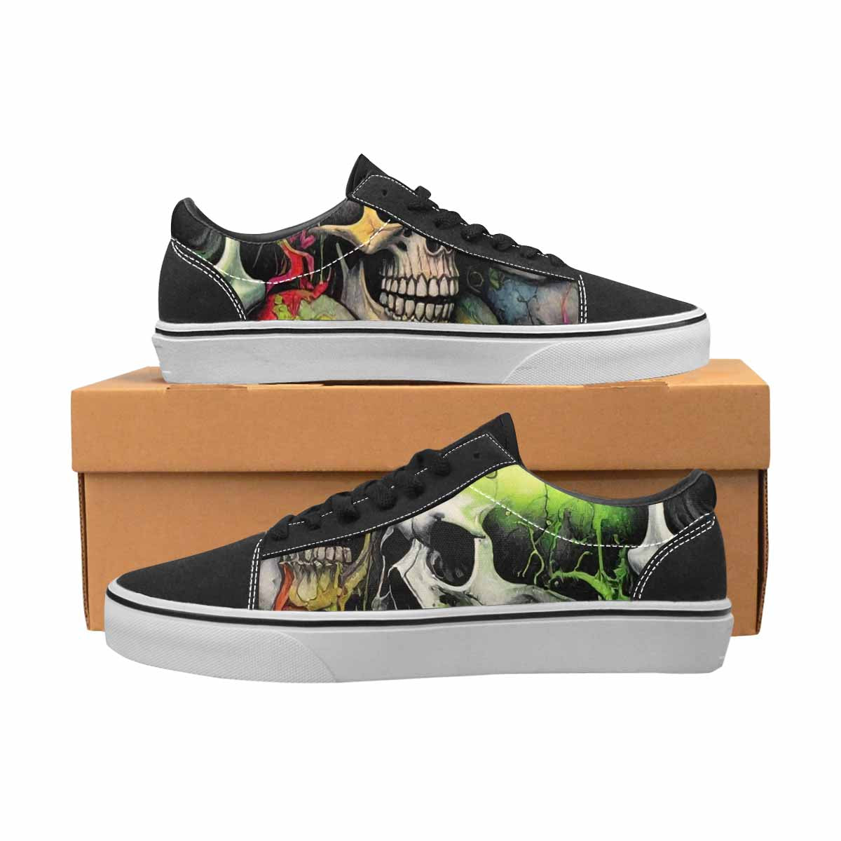 WOMEN'S Rainbow From Skull S Lace-Up Canvas Y2K Custom Shoes
