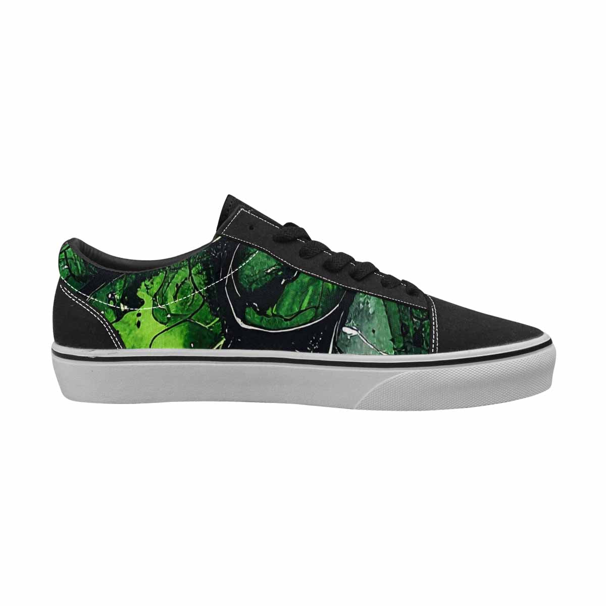 WOMEN'S Reptile Black & Green Ink Canvas Graphic Print Vibrant Chaos Custom Kicks