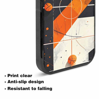 iPhone 15 Plus Case — Basketball Pattern Court Lines And Balls, Unique Phone Case Design