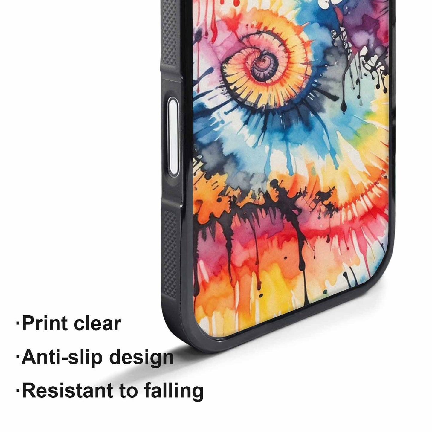 iPhone 17 Pro Case — Tie Dye Swirls Black Red Tie, Unique Phone Case Design