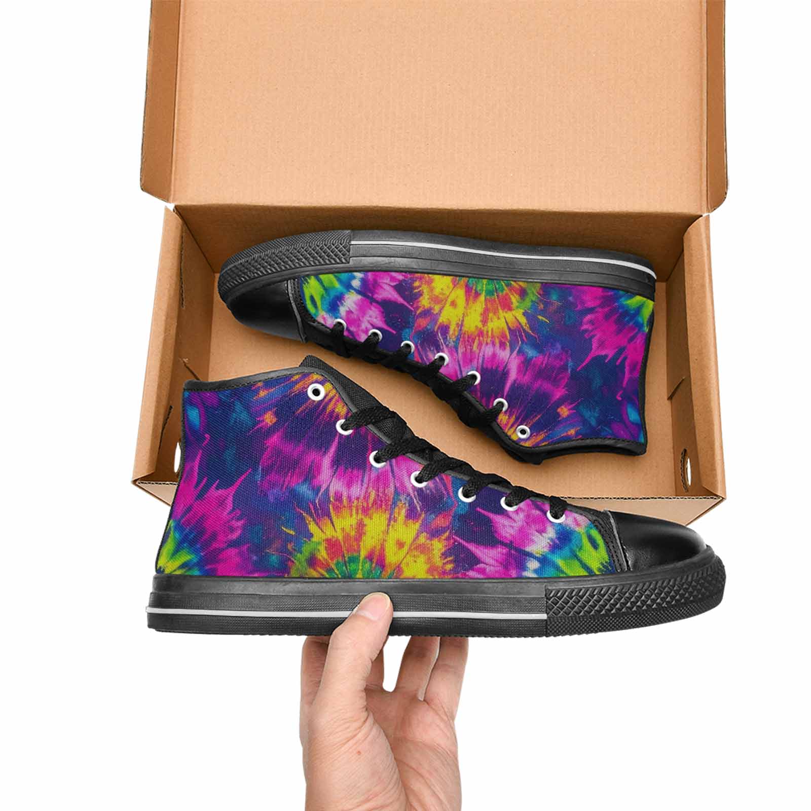 MEN'S Tie Dye - High Top Canvas Vibrant Chaos Sneakers