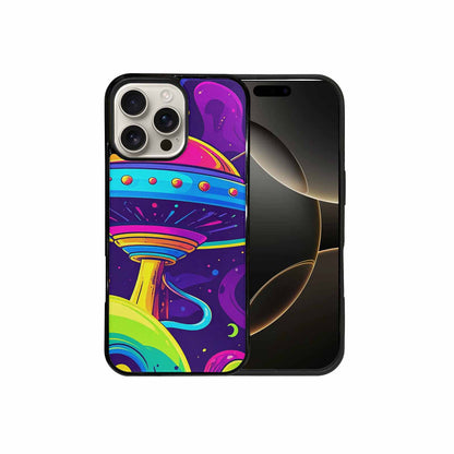 iPhone 16 Pro Max Case — Alien Ufo Cartoon Art Pattern Groovy, Unique Phone Case Design