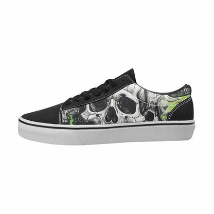 WOMEN'S Skulls Black & Green Ink Canvas Custom Fashion Cottagecore Custom Print Sneakers