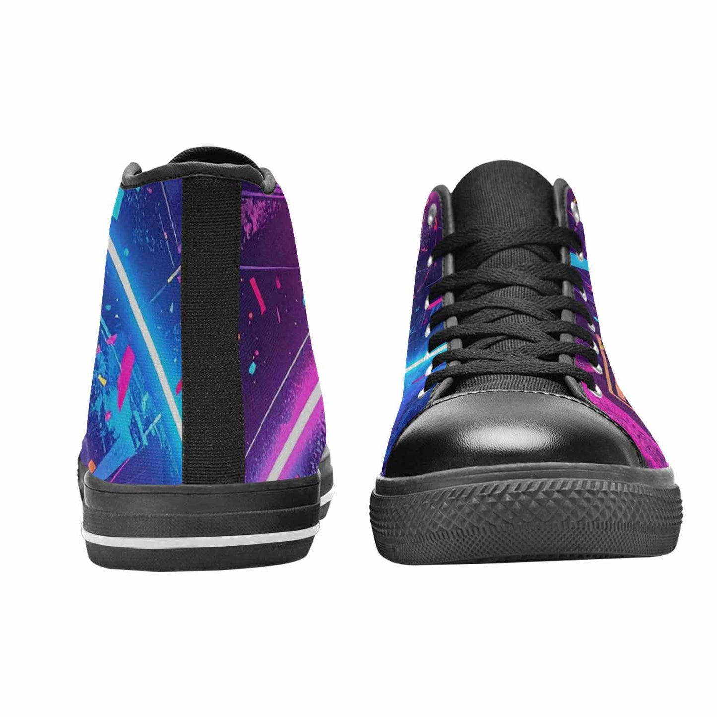 WOMEN'S Neon Grid Confetti High Top Canvas Grunge Sneakers