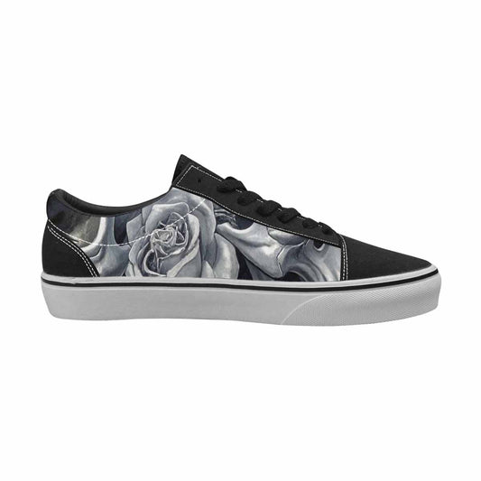 WOMEN'S Skulls Roses Chrome Airbrush Canvas Lace-Up Dark Academia Custom Sneakers