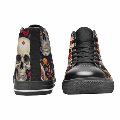 MEN'S Skull High Top Canvas Cottagecore Custom Sneakers