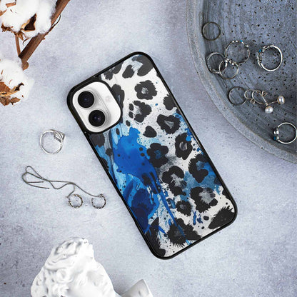 iPhone 16 Plus Case — Animal Print Black Blue Ink Animal, Custom Printed Phone Case
