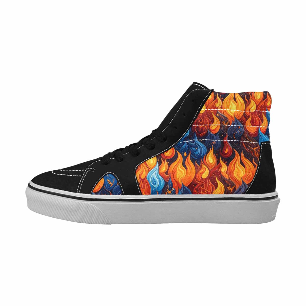 MEN'S Fire Flame High Top Canvas Vivid Custom Shoes