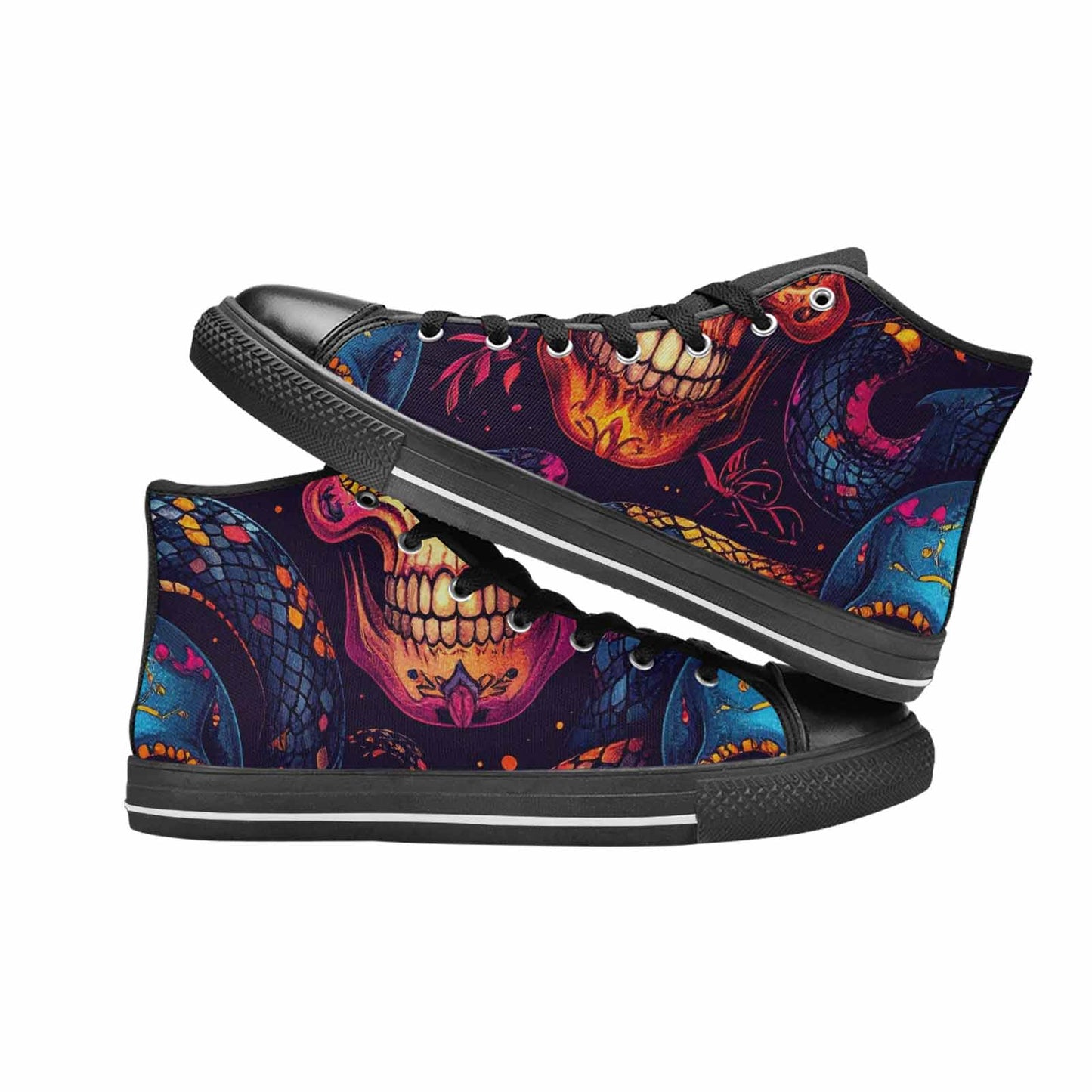 MEN'S Snake Skulls Print High Top Canvas Vivid Sneakers