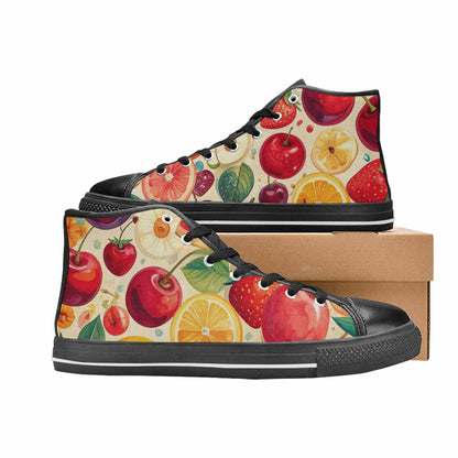 WOMEN'S Cherry Fruit Print High Top Canvas Cottagecore Custom Shoes