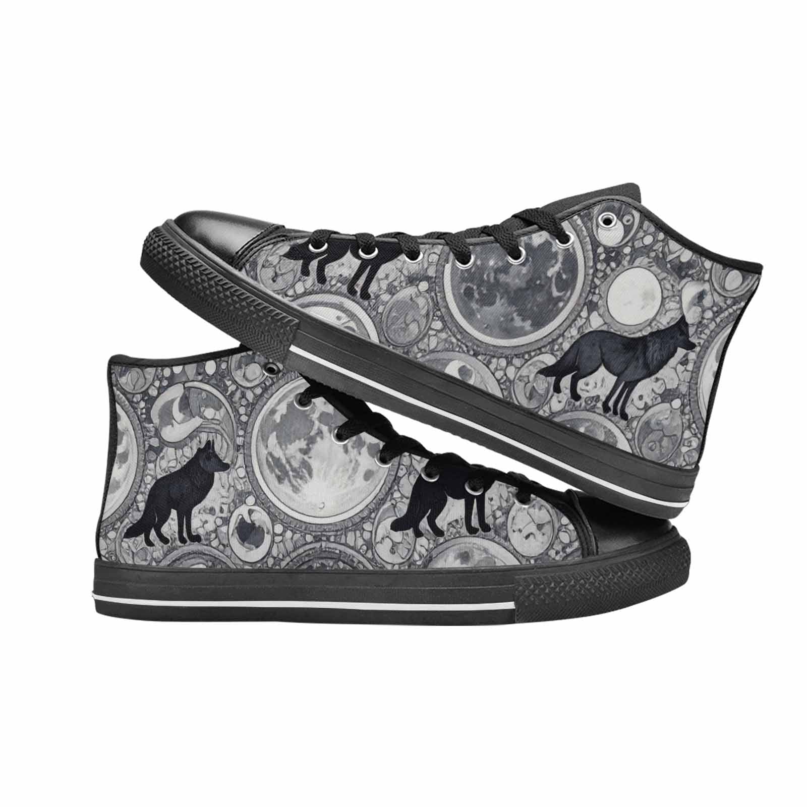 WOMEN'S Wolves Everywhere Collage High Top Canvas Dark Academia Custom Sneakers