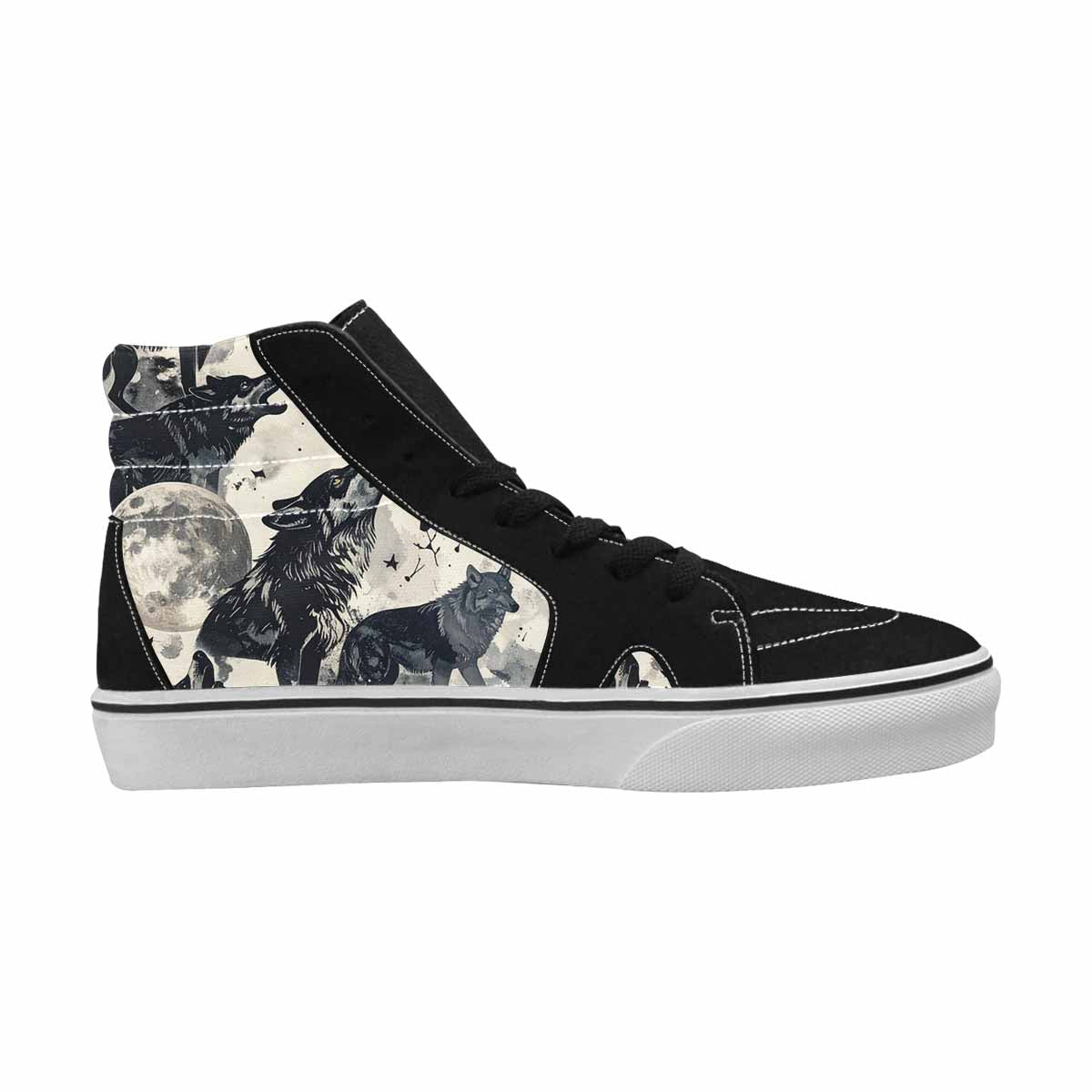 WOMEN'S Wolf Silhouette Moon High Top Canvas Dark Academia Custom Shoes