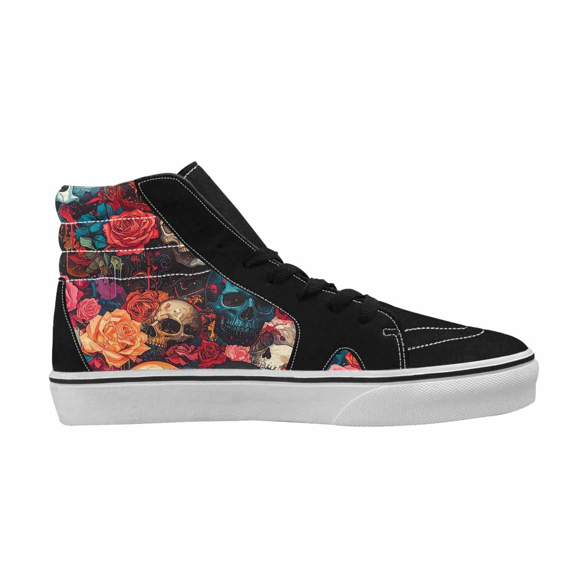 MEN'S Skulls Roses Skulls Roses High Top Canvas Grunge Custom Shoes