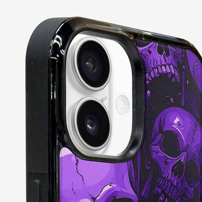 iPhone 16 Plus Case — Monochrome Purple Skeletons Neon Drip Melting, Custom Designed Case Cover
