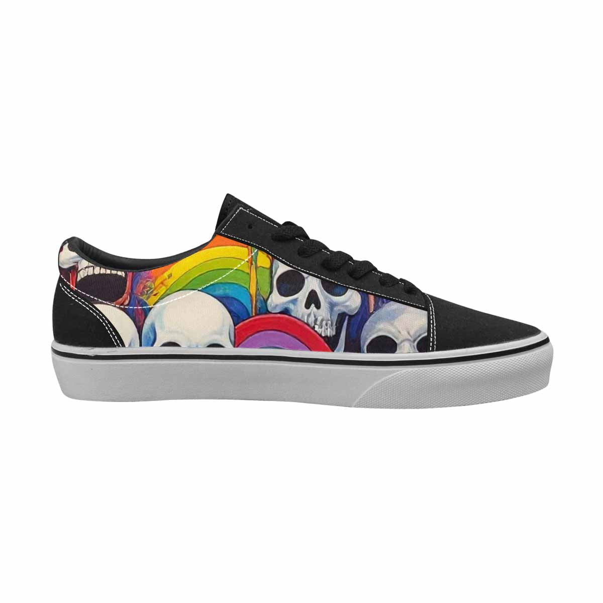 WOMEN'S Rainbow From Skull S Lace-Up Canvas Kaleidoscope Custom Sneakers