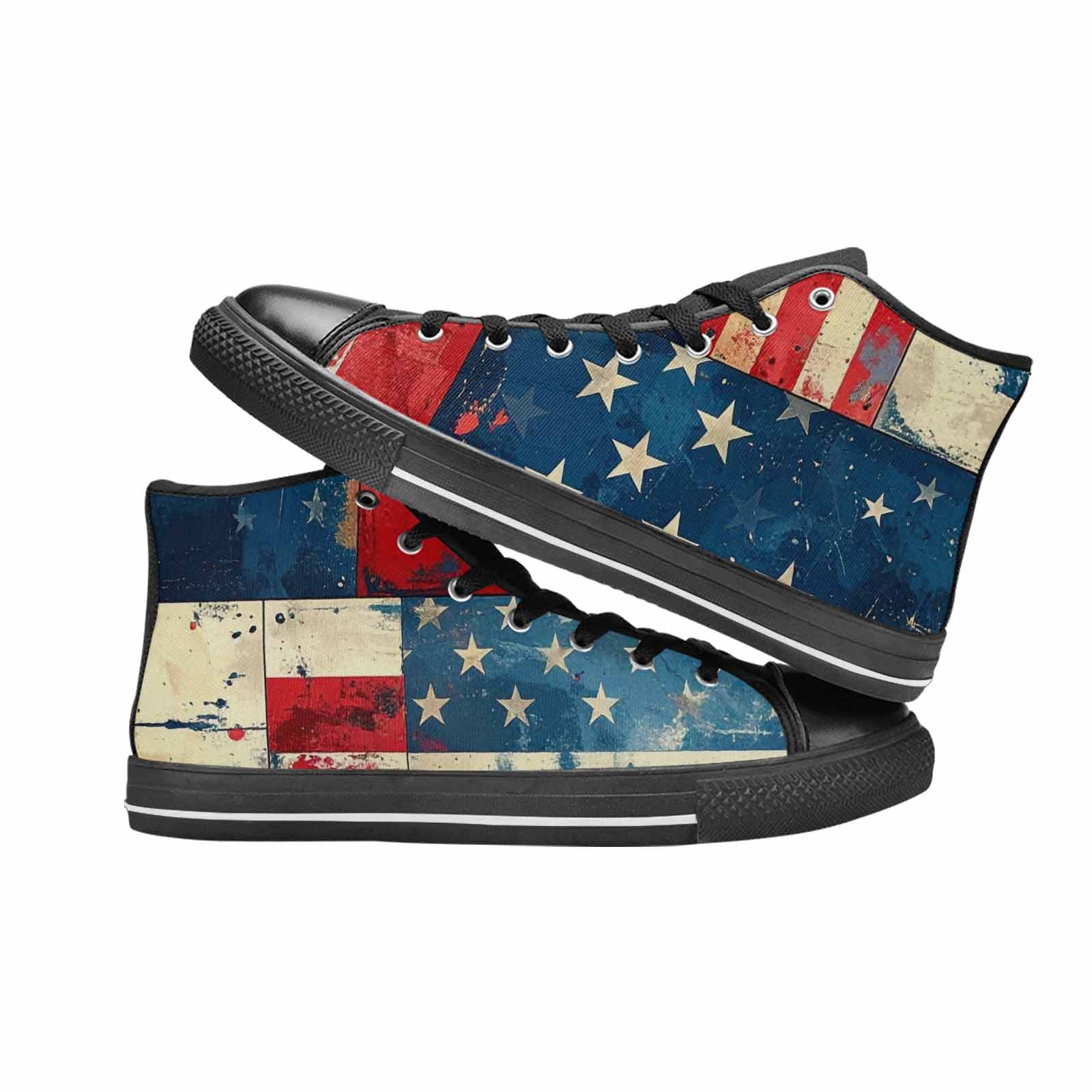 MEN'S American Flag Stars High Top Canvas Cottagecore Custom Sneakers