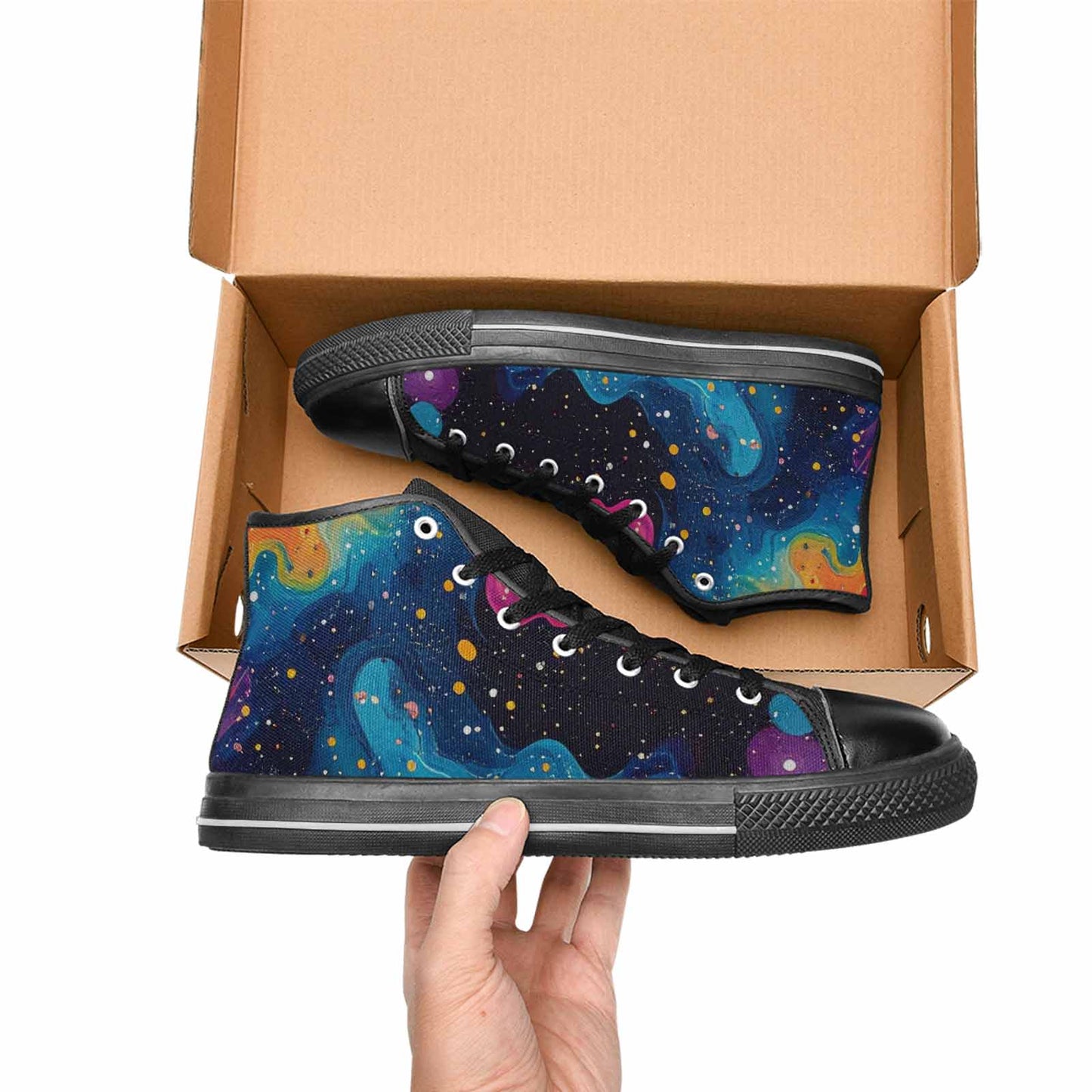 MEN'S Galaxy Art - High Top Canvas Vibrant Chaos Custom Shoes