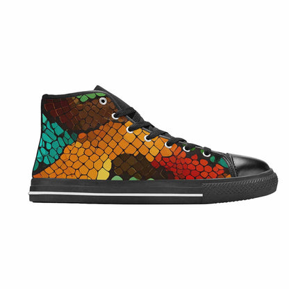 MEN'S Dark Snake Print High Top Canvas Aesthetic Shoes