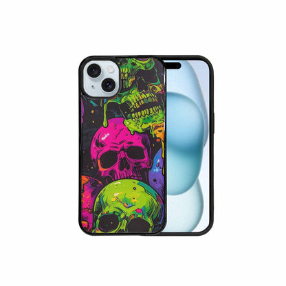 iPhone 15 Plus Case — Vibrant Camo 1000\'s Of Skeletons Neon, Custom Phone Case