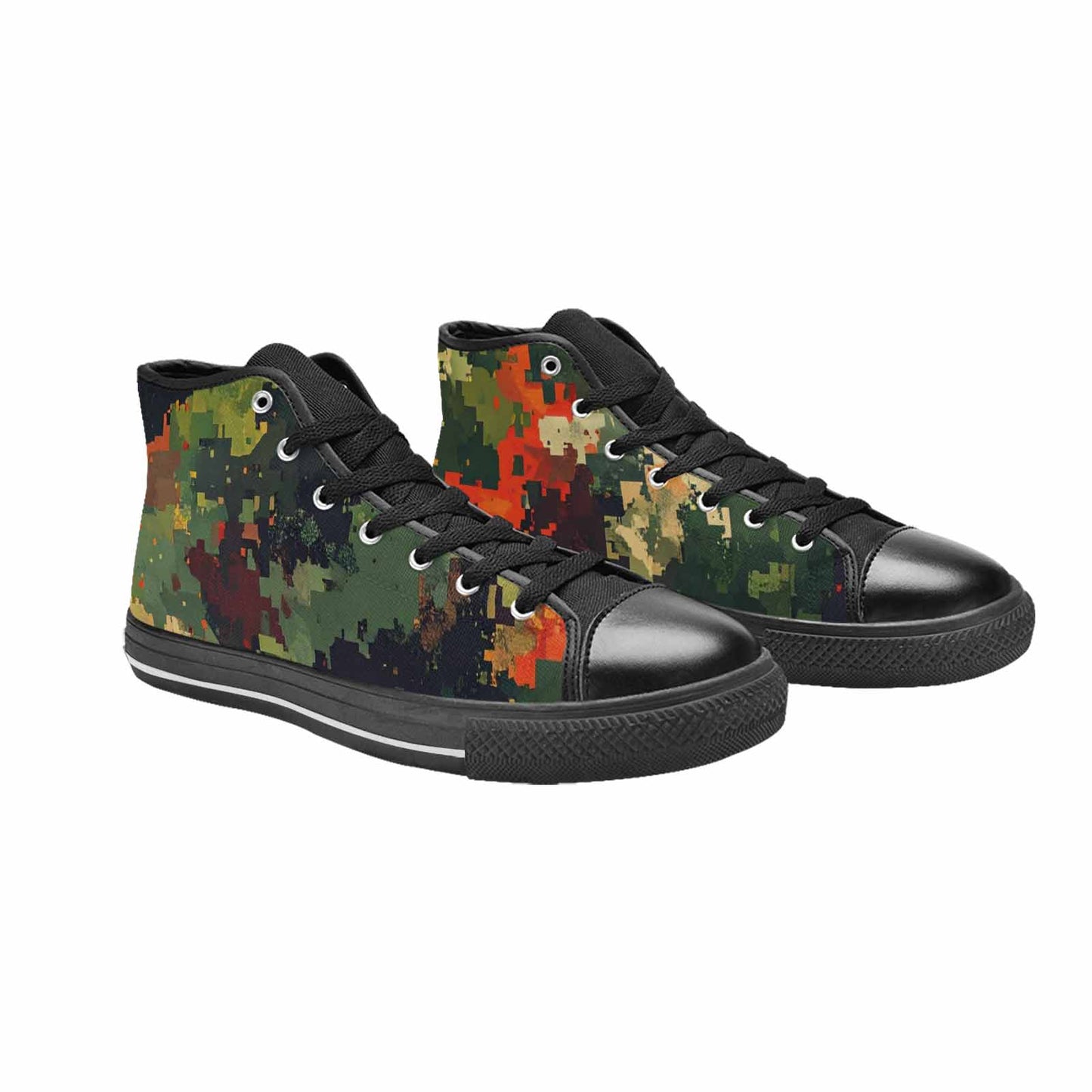 MEN'S Military Camouflage Blotch High Top Canvas Wallpaper Art Custom Sneakers