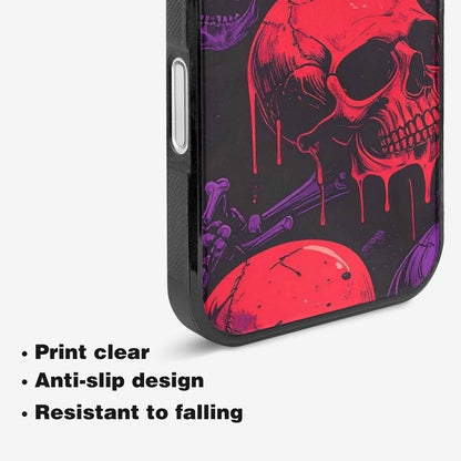 iPhone 16 Plus Case — Red Purple Skeletons Neon Drip Melting, Customized Protective Case