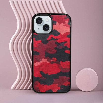 iPhone 15 Case — Tactical Camo Red Black Custom, Custom Print Case Cover