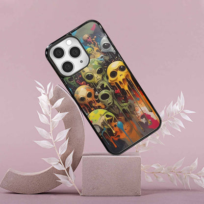 iPhone 15 Pro Max Case — Aliens Camomelting Aliens Patt, Unique Phone Case Design