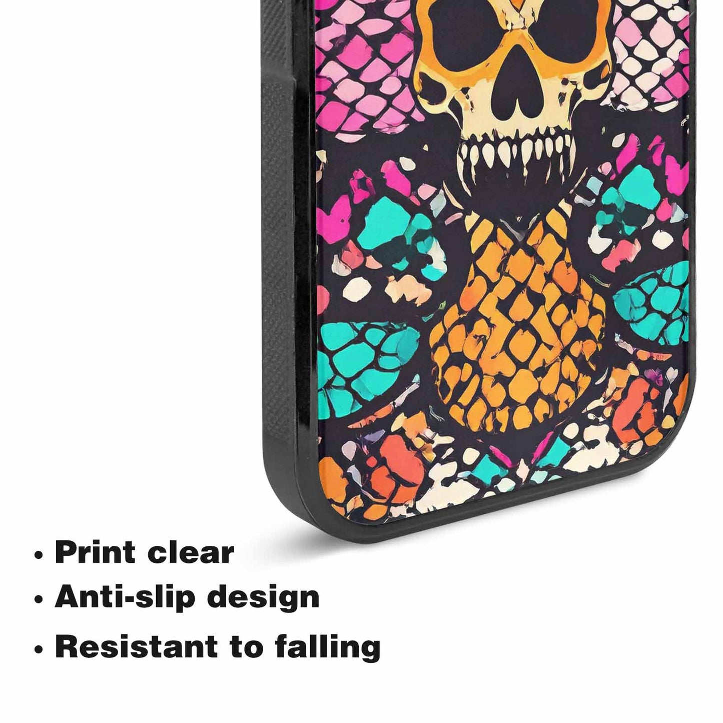 iPhone 15 Plus Case — Snake Print Skull, Custom Phone Case