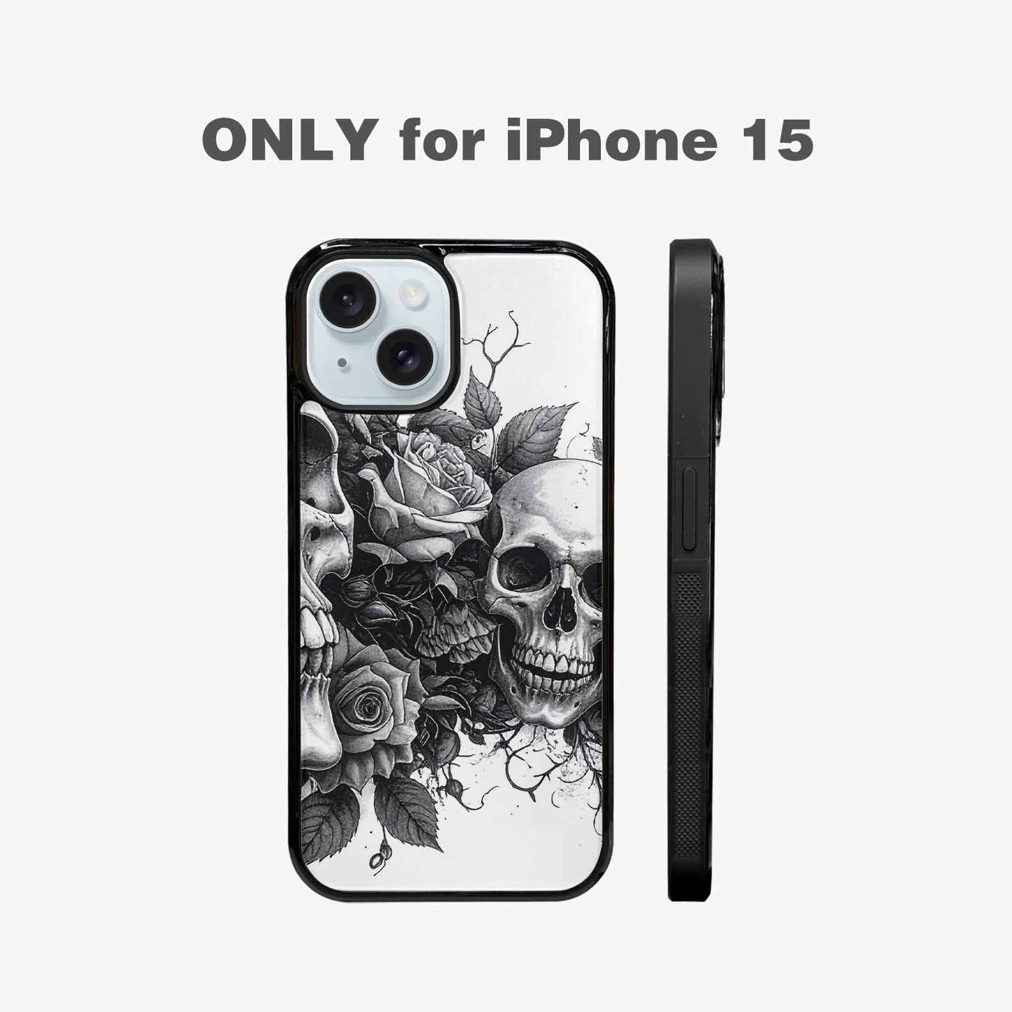 iPhone 15 Case — Skull Gothic Art Dark Original, Custom Print Case Cover