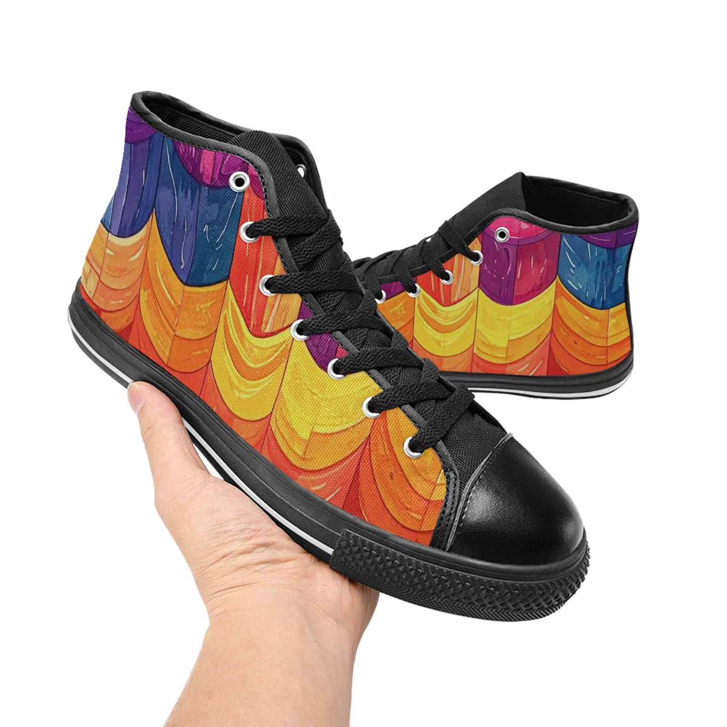 MEN'S Transgender Flag Color High Top Canvas Vivid Custom Sneakers