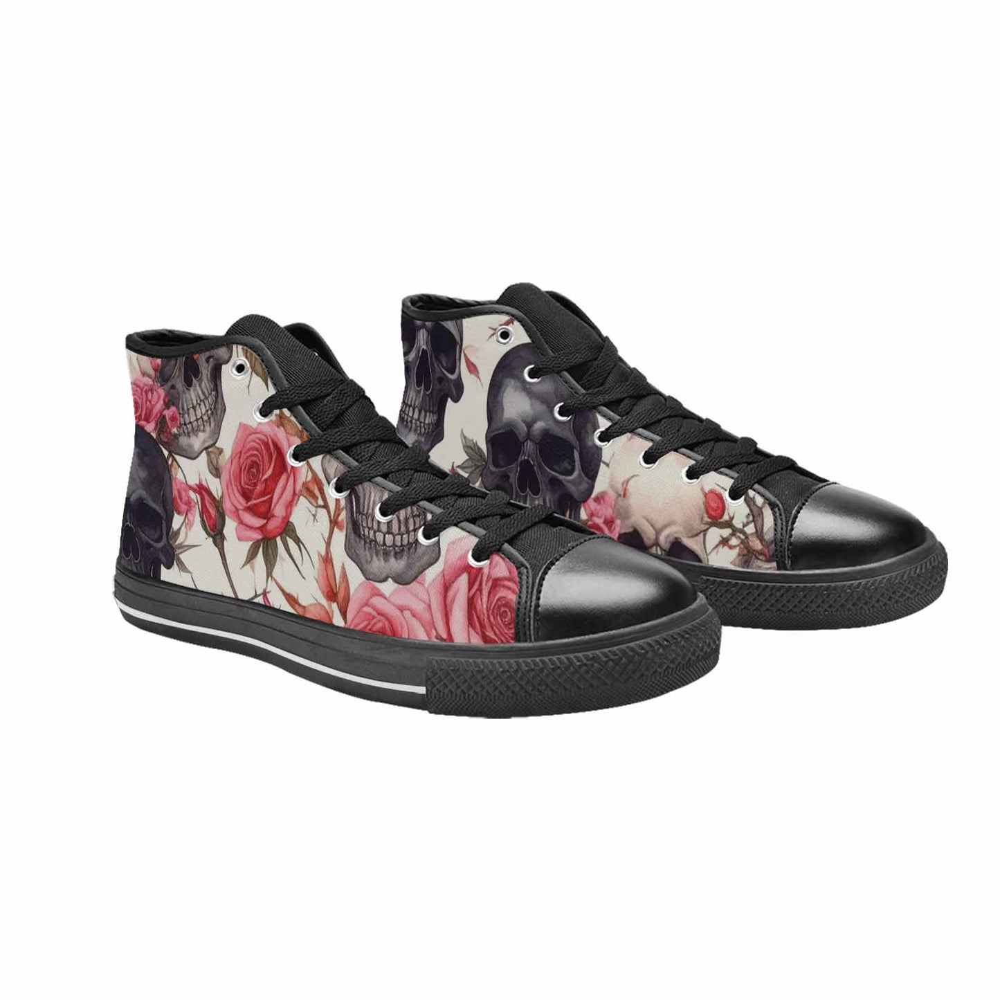 MEN'S Skulls - Roses High Top Canvas Cottagecore Custom Shoes