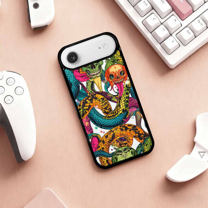 iPhone 17 Air Case — Snake Print Skull Seamless Pattern Gothic, Customized Protective Case