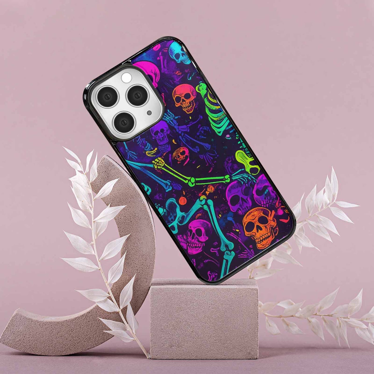 iPhone 15 Pro Max Case — Glowing Skeleton Pattern Hundreds Of Small, Custom Art Phone Cover