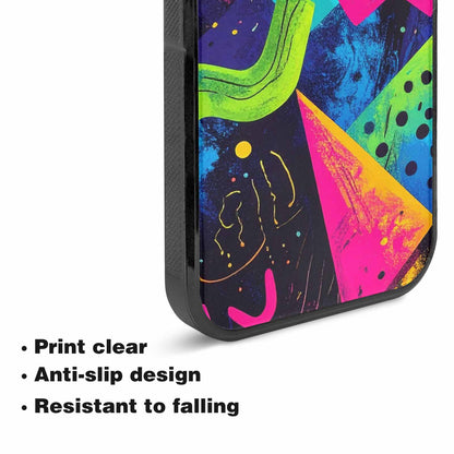 iPhone 15 Plus Case — Memphis Squiggles Triangles Dots Personalized Phone, Custom Art Phone Cover