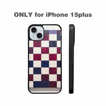 iPhone 15 Plus Case — Checkerboard Print, Unique Phone Case Design