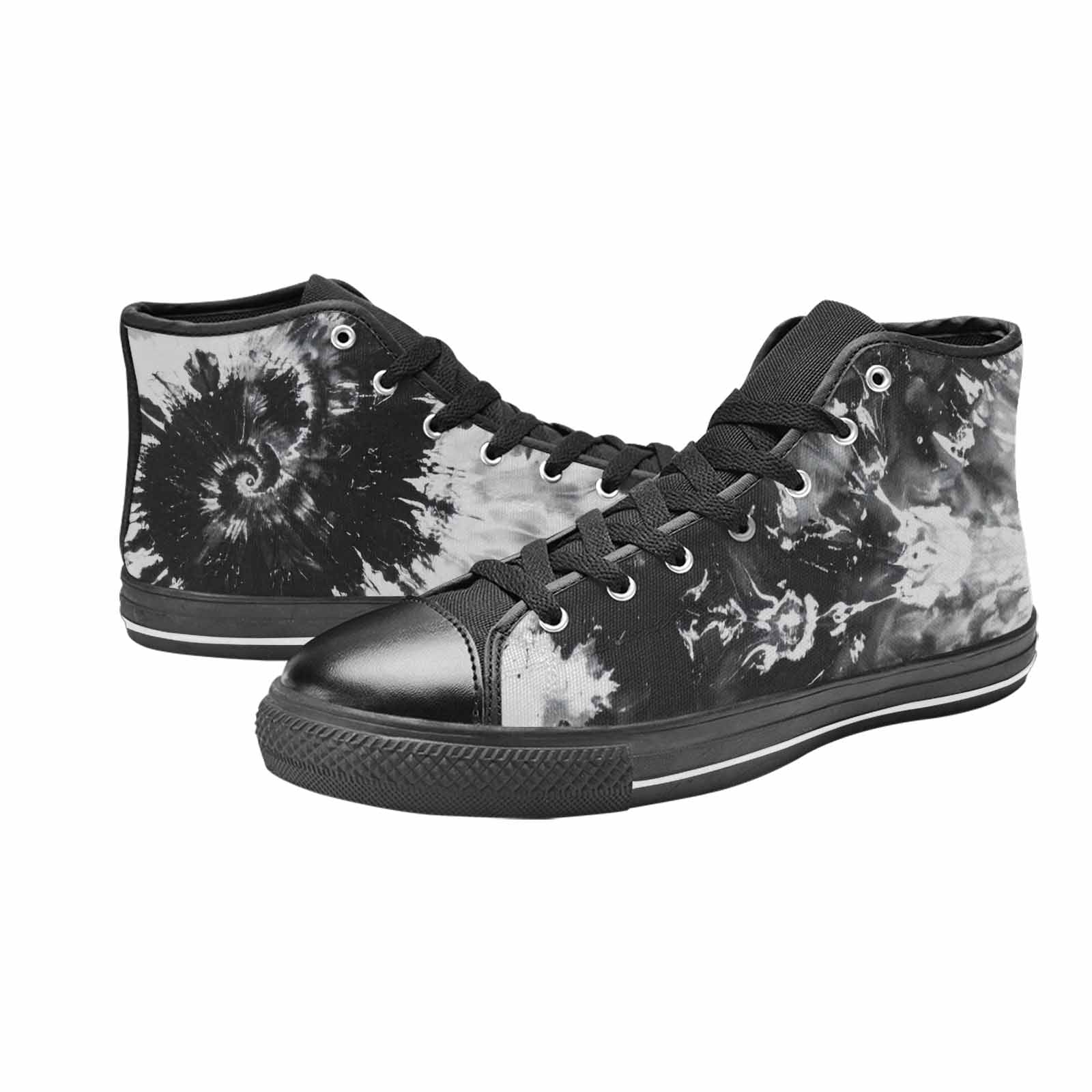 MEN'S Tie Dye Acid Wash Black White High Top Canvas Cottagecore Sneakers