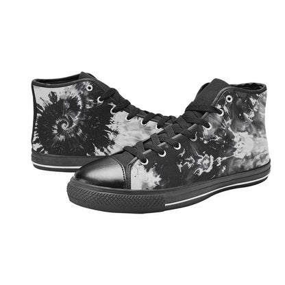 MEN'S Tie Dye Acid Wash Black White High Top Canvas Cottagecore Sneakers