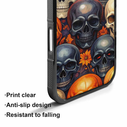 iPhone 17 Case — Skulls Halloween Orange Black Gothic Skulls, Custom Phone Case