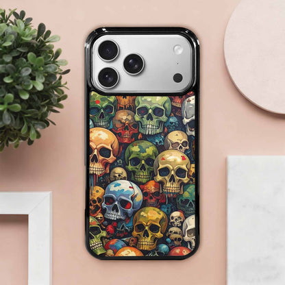 iPhone 17 Pro Max Case — Skulls Pattern Hundreds Of Gothic Skulls, Custom Print Case Cover