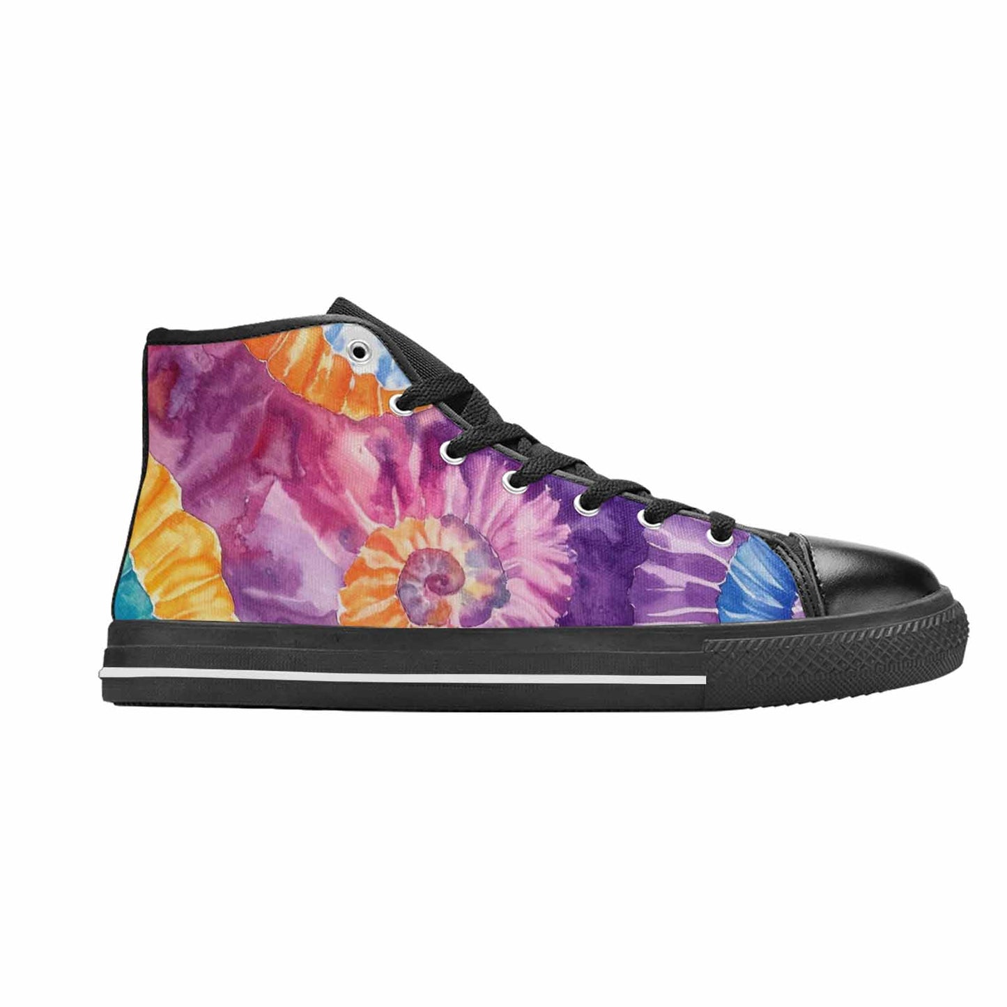 MEN'S Tie Dye Swirl High Top Canvas Neon Fantasy Custom Sneakers
