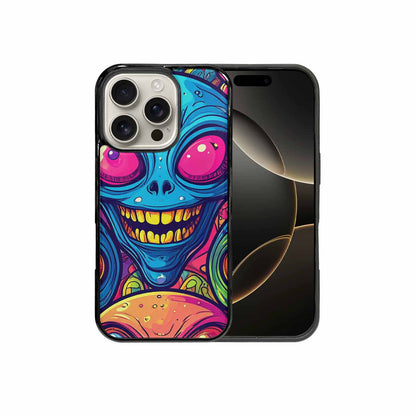 iPhone 16 Pro Case — Alien Ufo Cartoon Art Pattern Groovy, Custom Printed Phone Case