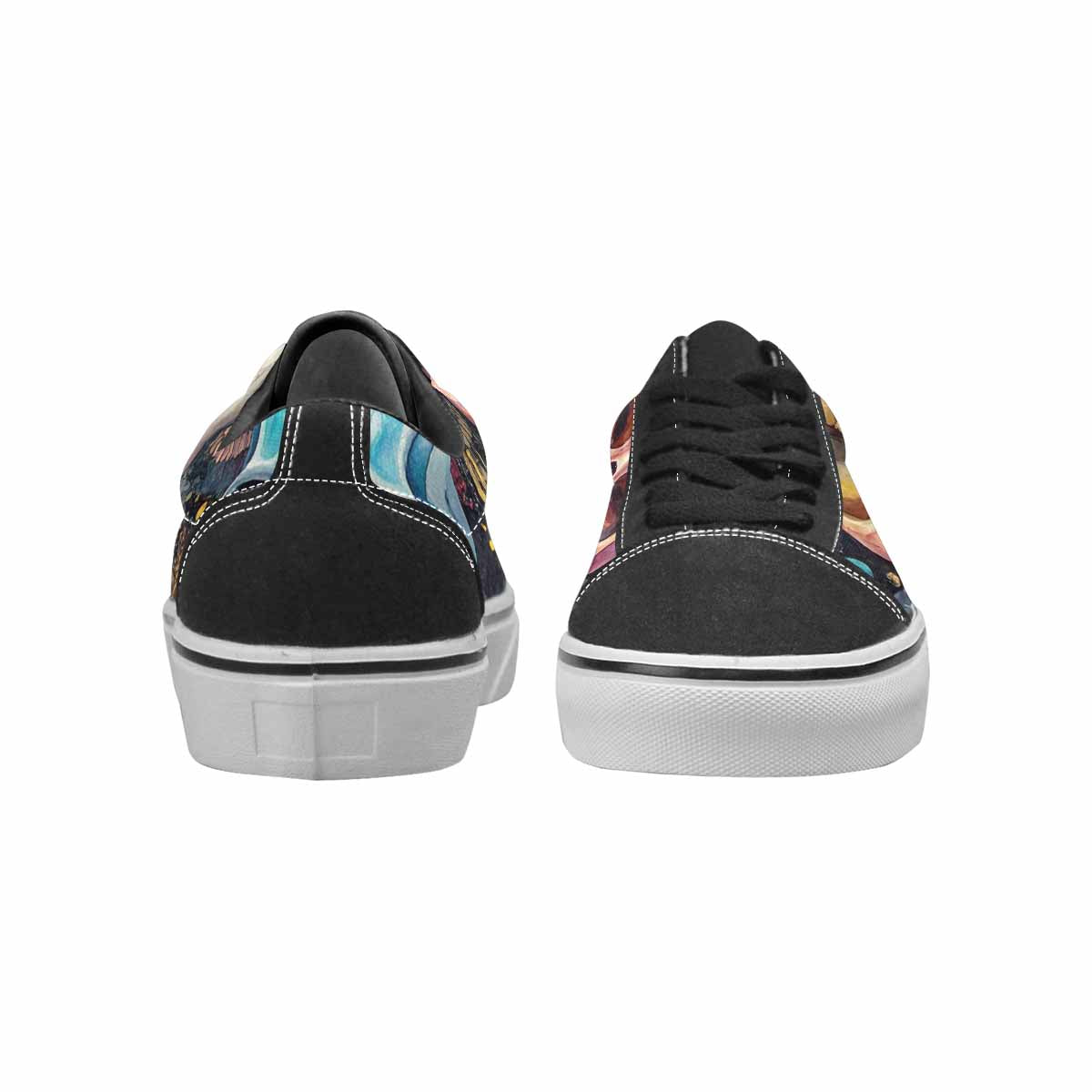 WOMEN'S Skulls  Marble Skulls Lace-Up Canvas Kaleidoscope Sneakers