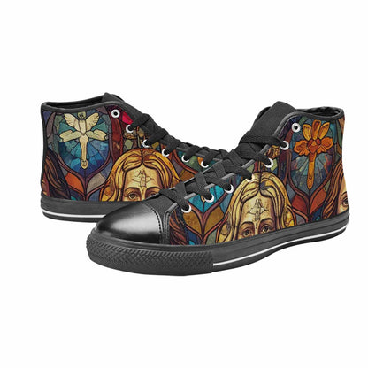 MEN'S Jesus Face Small High Top Canvas Vibrant Chaos Shoes
