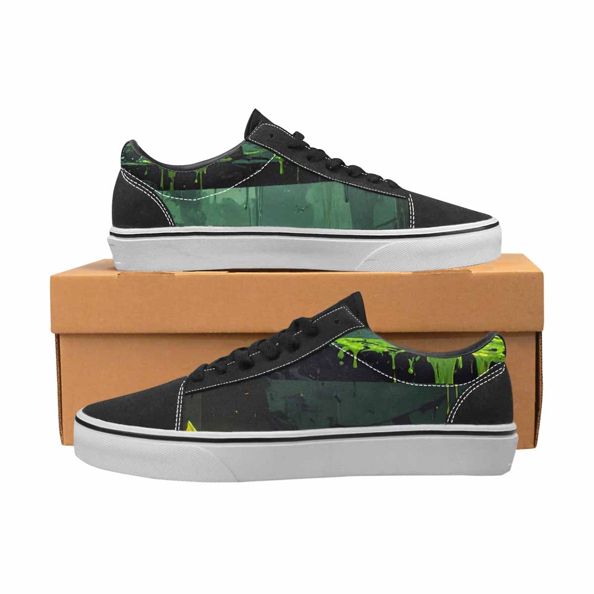 WOMEN'S Toxic Melting Skeleton Cats Lace-Up Canvas Dreamlike Custom Shoes