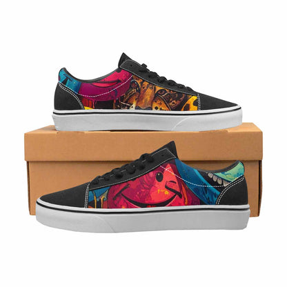 WOMEN'S Smiley Faces Lace-Up Canvas Melting Art Sneakers
