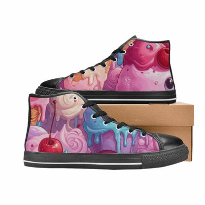 WOMEN'S Melting Icecream Monster Cherry High Top Canvas Surreal Custom Shoes