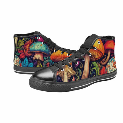 MEN'S Mushrooms And Skulls High Top Canvas Wallpaper Art Custom Sneakers