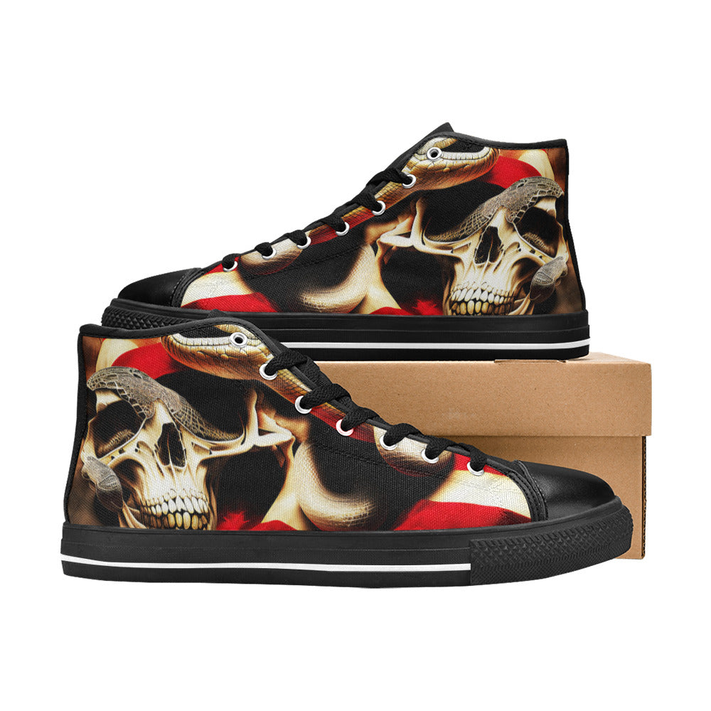 MEN'S Cc Patriotic Usa Flag High Top Canvas Dark Academia Custom Shoes