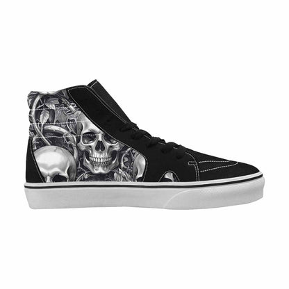 WOMEN'S Skulls Roses Chrome Airbrush High Top Canvas Vivid Custom Shoes